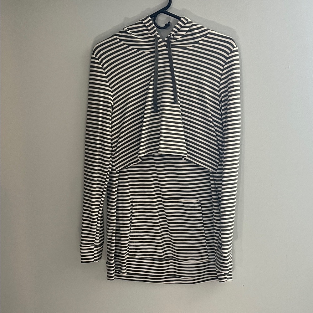 Latched Mama Gray and White Striped Hoodie